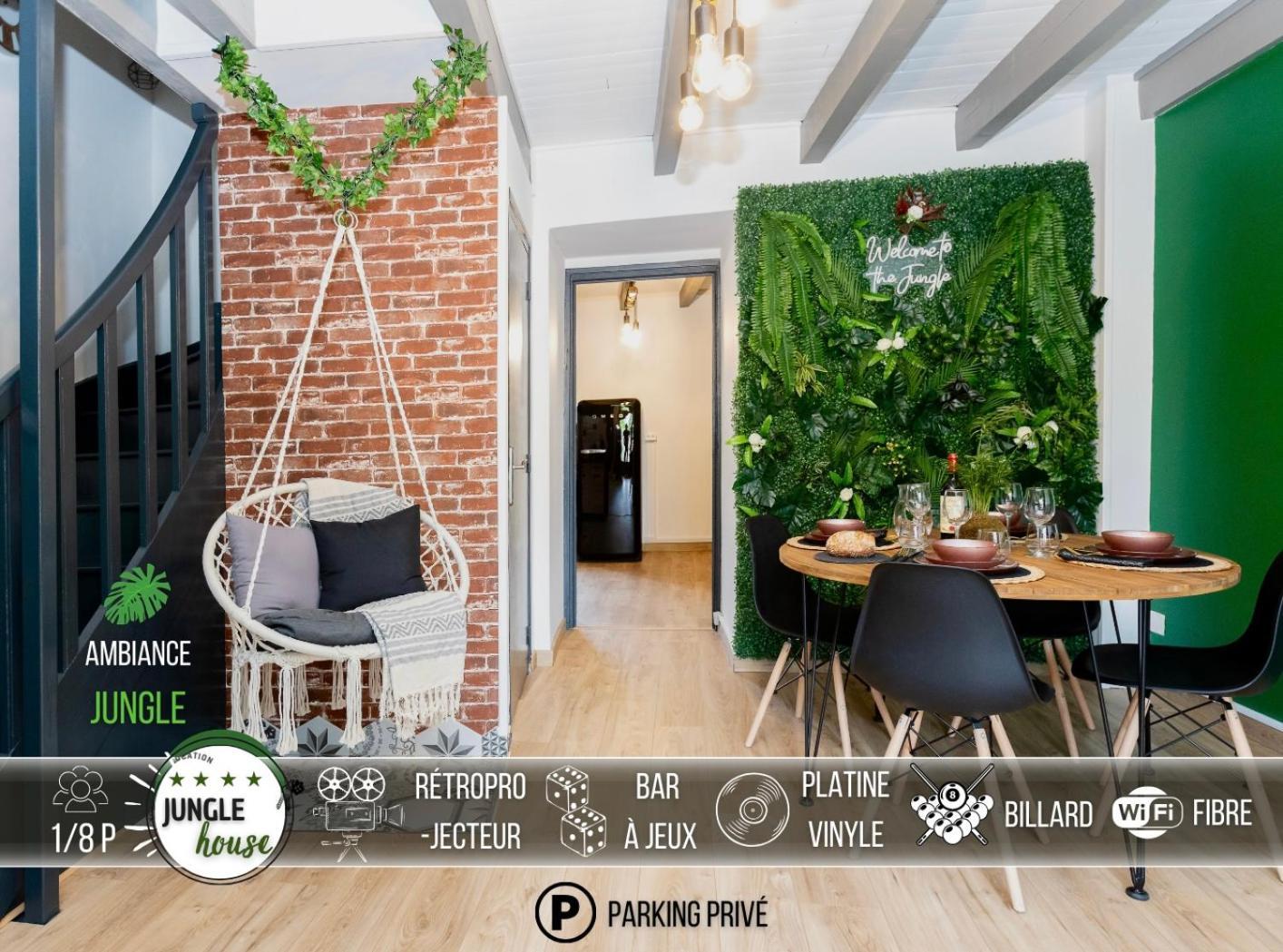 Maison "Jungle House" 90 M2 Billard, Retroprojecteur, Bar A Jeux , Vinyle, Wifi Fibre, Ideal Pro & Famille A Montbrison Ngoại thất bức ảnh
